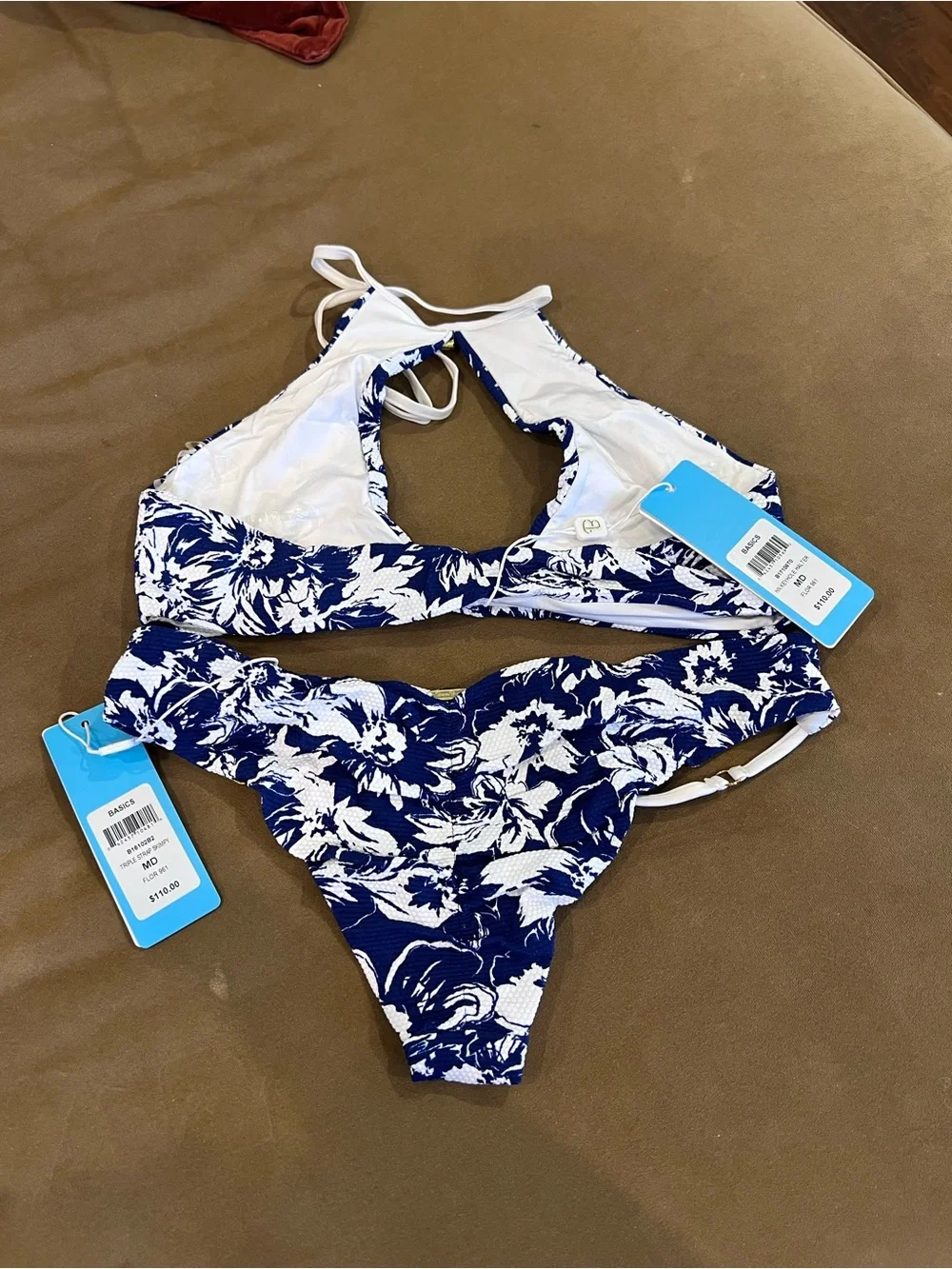 Beach Bunny Blue & White Floral Halter Bikini